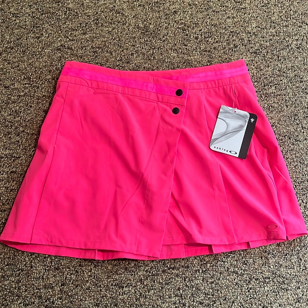 NWT Oakley Tennis Skirt Pink Size 8 Wrap Skort Asymmetrical Waist Pleats